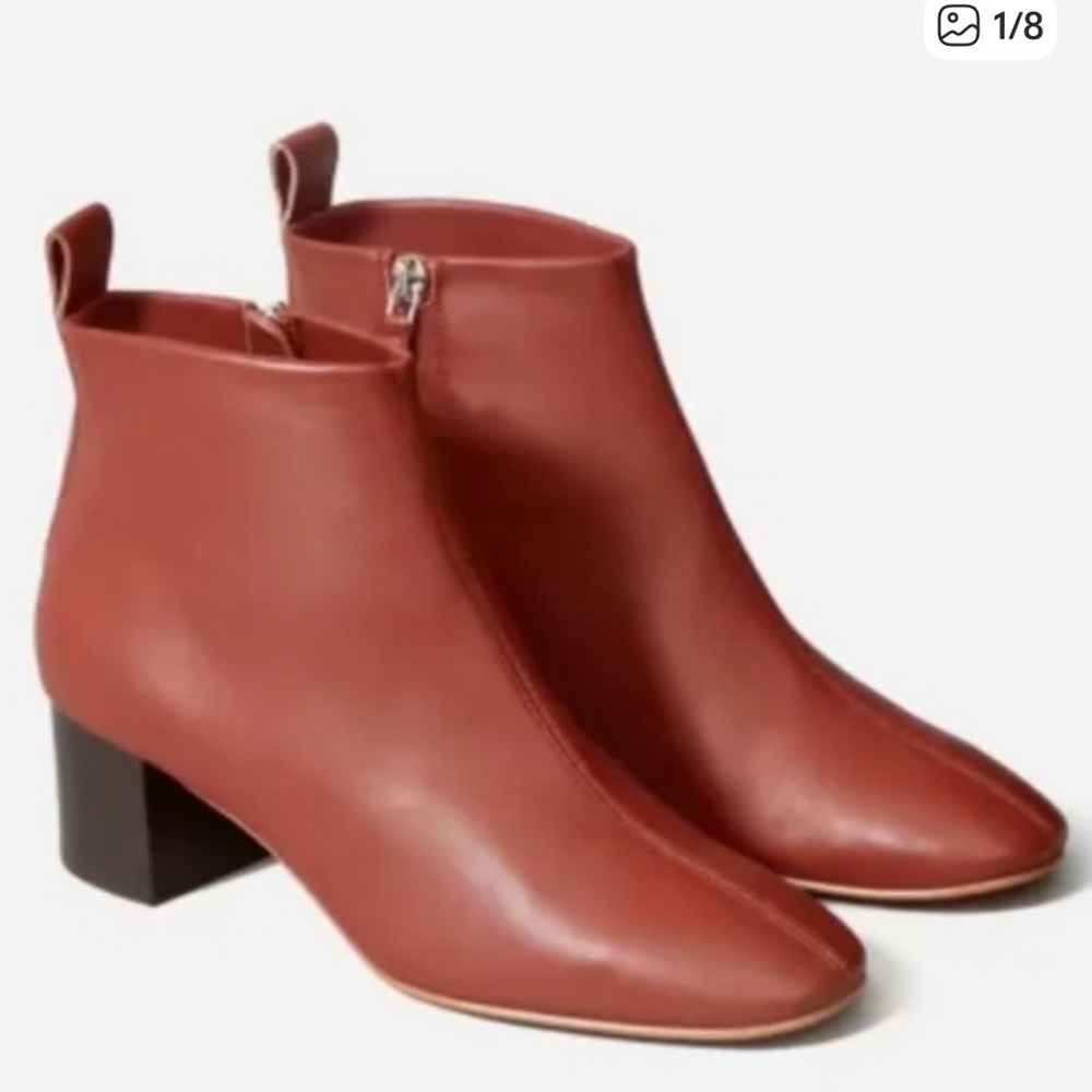 Everlane Rust Brown Leather Ankle Booties